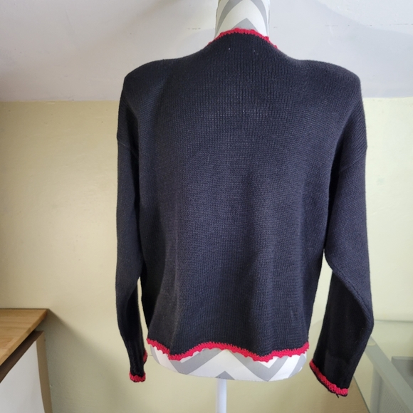 Womans Nutcracker Christmas Cardigan Cute Appliques Red Trim Size Large - Picture 10 of 13